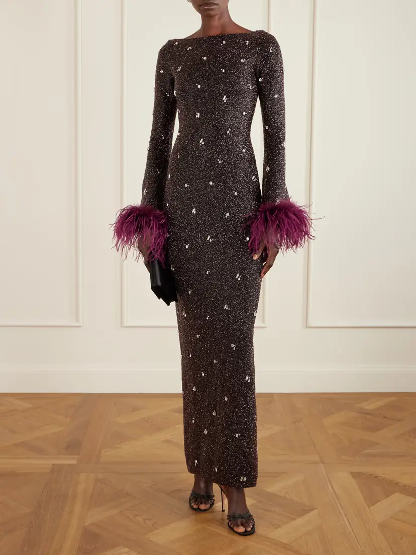 Clio Peppiatt Mae Feather-trimmed Embellished Beaded Tulle Gown | Thumbnail 2