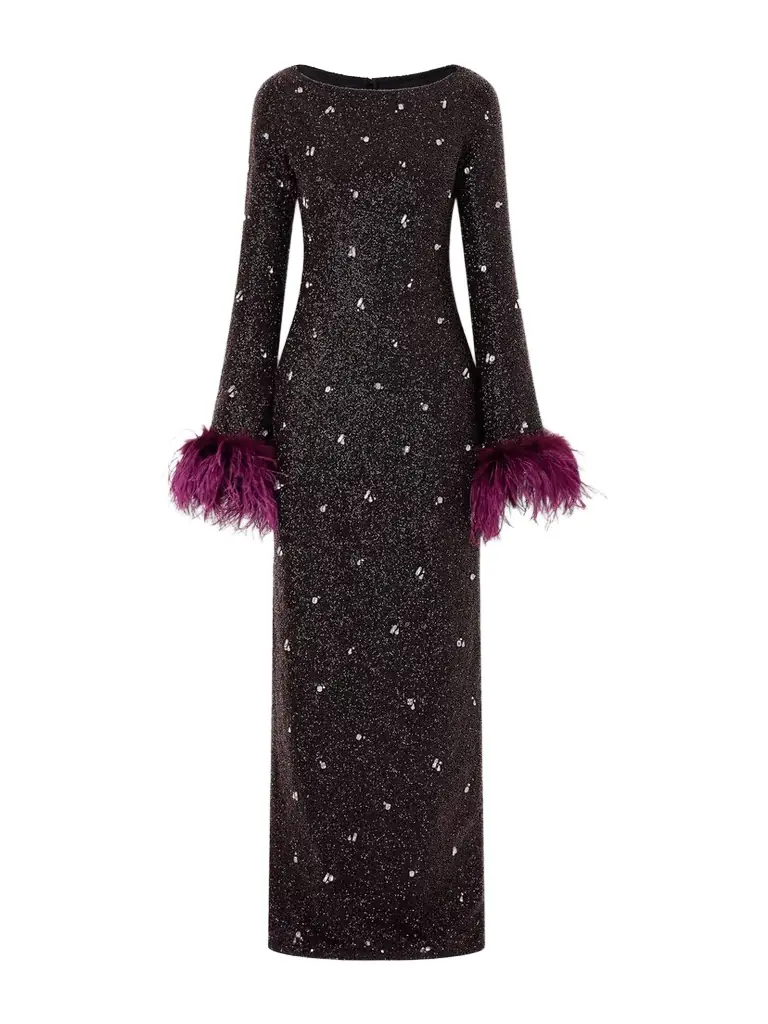 Mae Feather-trimmed Embellished Beaded Tulle Gown