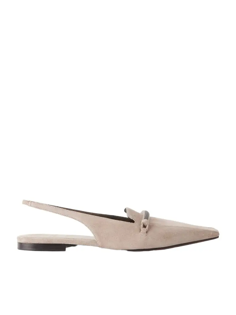 Brunello Cucinelli Suede Pointed-toe Slingback Flats | Image 1 Brunello Cucinelli Suede Pointed-toe Slingback Flats | Image 1
