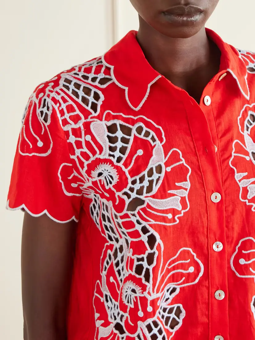 Farm Rio Floral-embroidered Linen-blend Coverup | Thumbnail 4 Farm Rio Floral-embroidered Linen-blend Coverup | Thumbnail 4