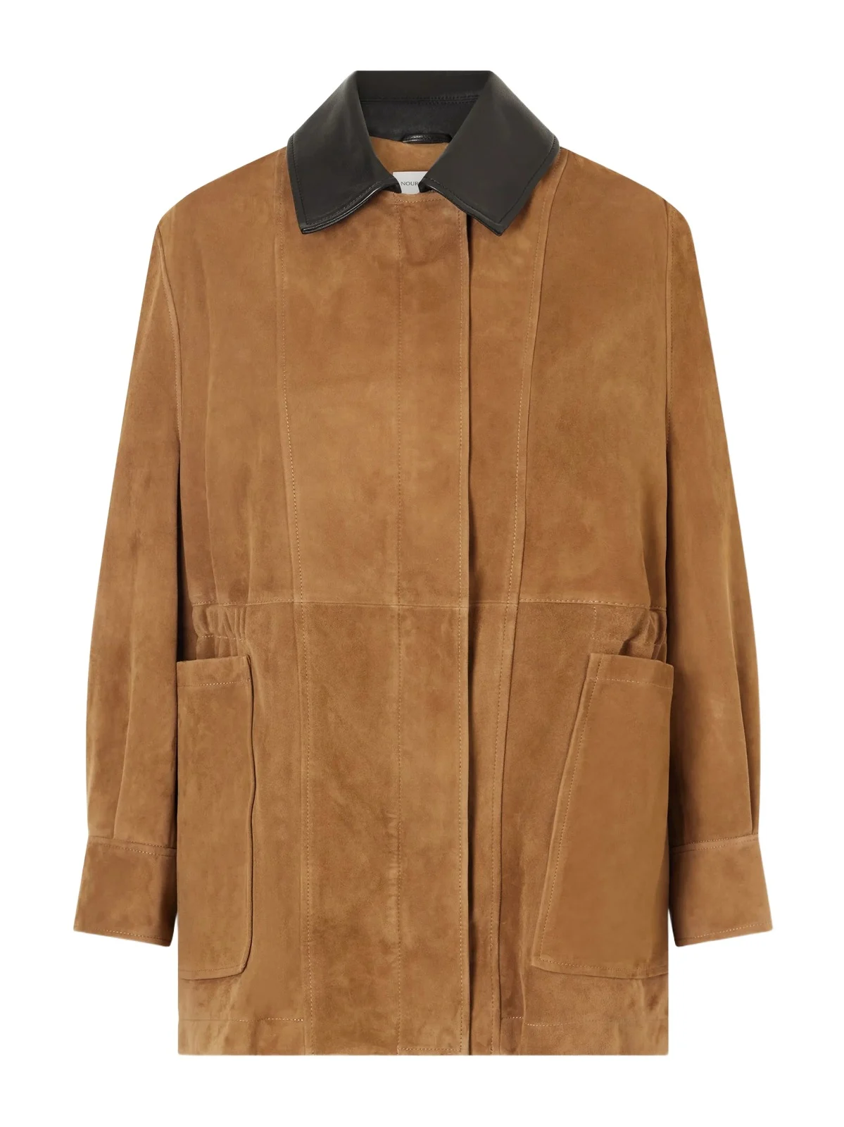 Grange Gathered Leather-trimmed Suede Jacket Grange Gathered Leather-trimmed Suede Jacket