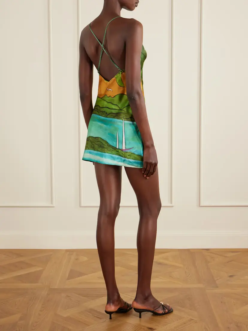 Donde Esteban Magdalena Draped Printed Silk-blend Satin Mini Dress | Thumbnail 3