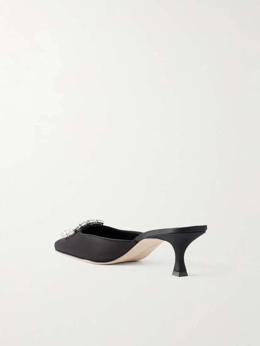 Manolo Blahnik Mayjou 50 Crystal-embellished Satin Mules | Thumbnail 3