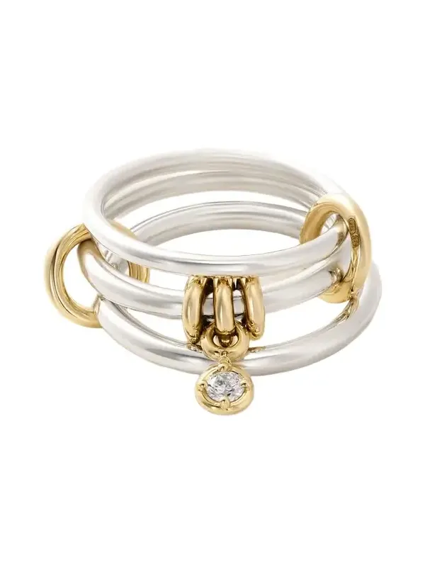 Piera Set Of Three 18-karat Gold, Sterling Silver And Diamond Rings Piera Set Of Three 18-karat Gold, Sterling Silver And Diamond Rings