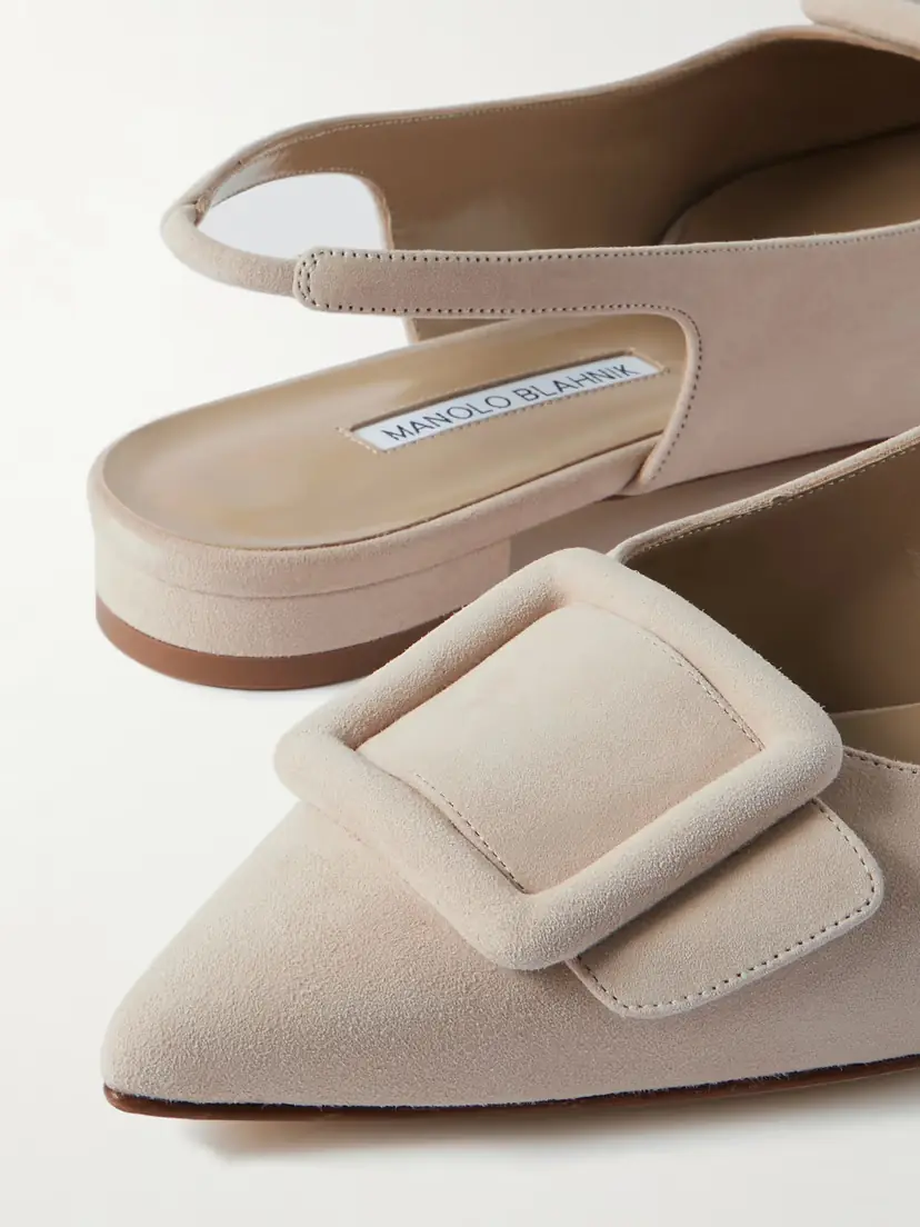 Manolo Blahnik Maylura Buckled Suede Slingback Flats | Thumbnail 4 Manolo Blahnik Maylura Buckled Suede Slingback Flats | Thumbnail 4