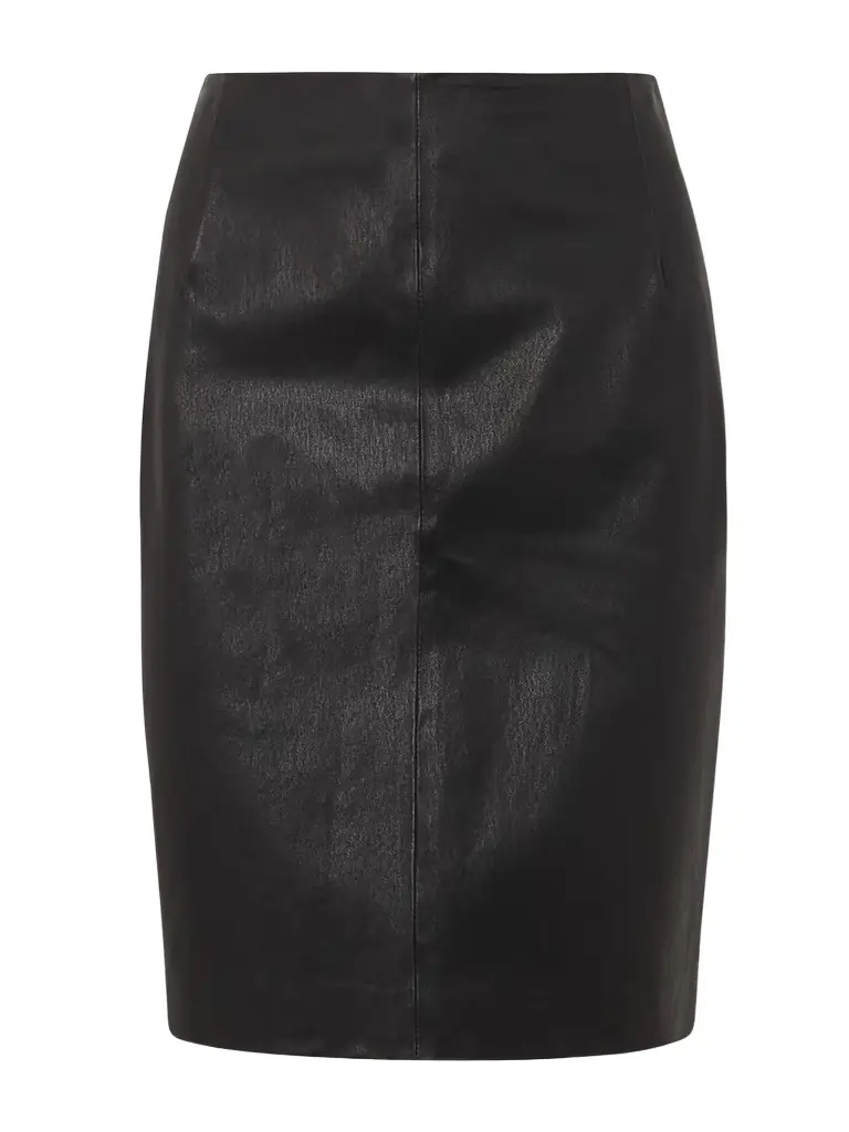Paneled Leather Pencil Skirt