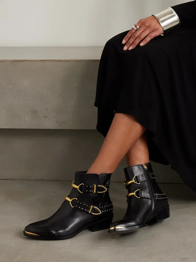 Isabel Marant Zalya Buckled Studded Leather Ankle Boots | Thumbnail 2 Isabel Marant Zalya Buckled Studded Leather Ankle Boots | Thumbnail 2