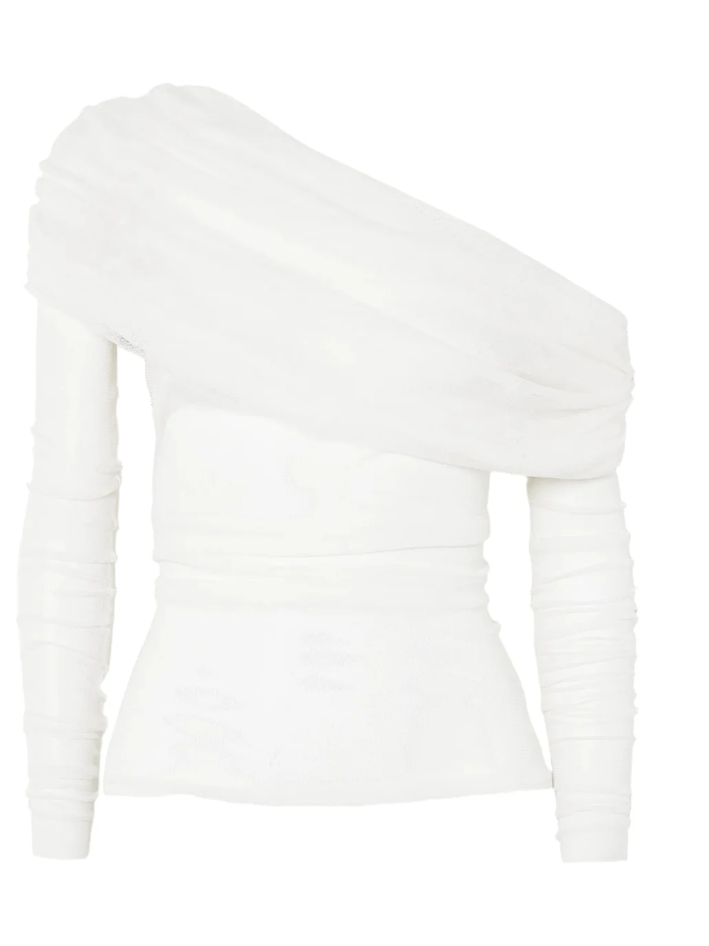 Off-the-shoulder Gathered Silk-tulle Top