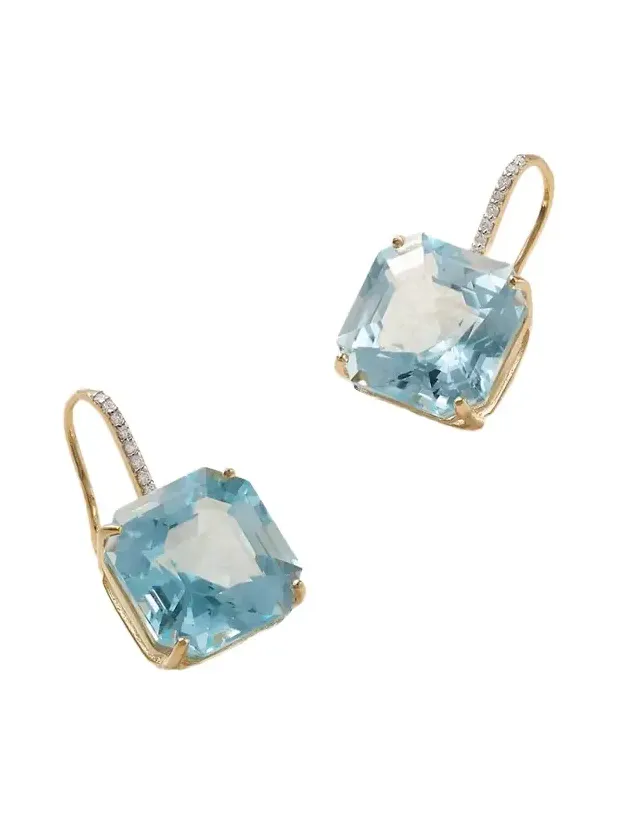 14-karat Gold, Topaz And Diamond Earrings - Blue 14-karat Gold, Topaz And Diamond Earrings - Blue