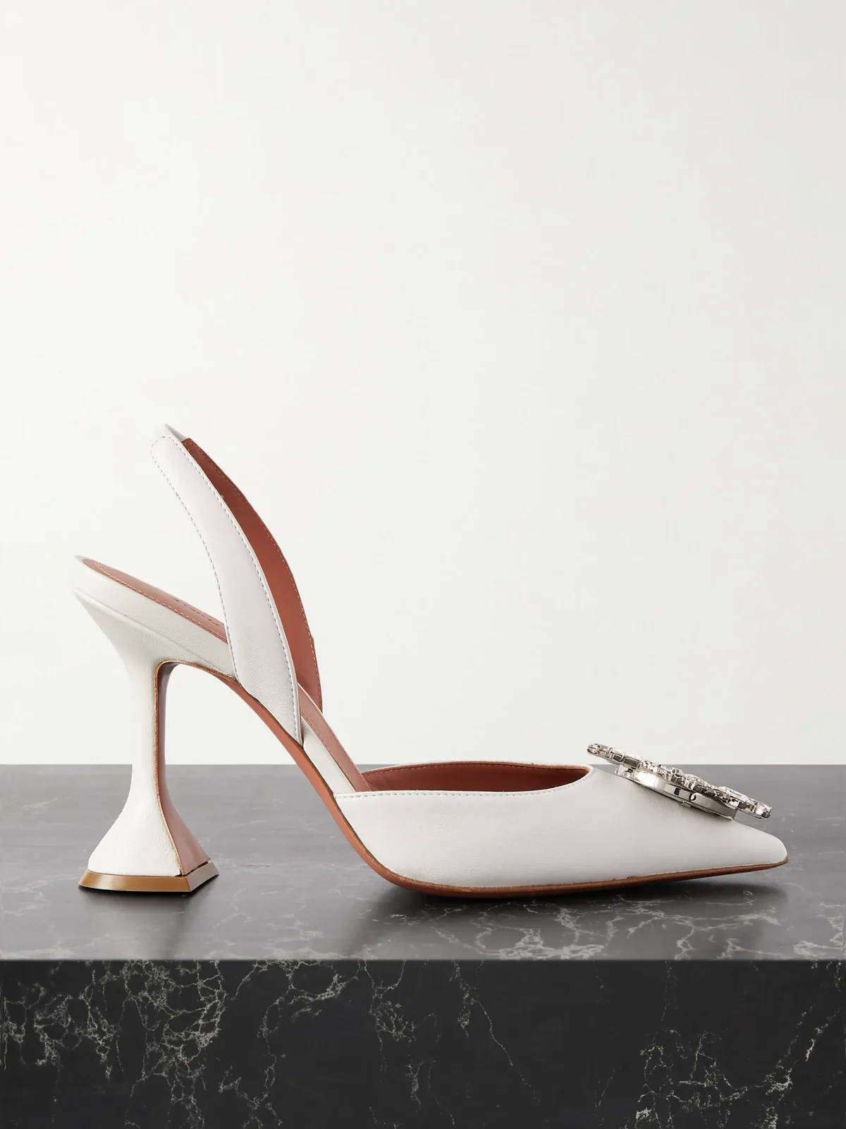 Begum 95 Swarovski Crystal-embellished Leather Slingback Pumps