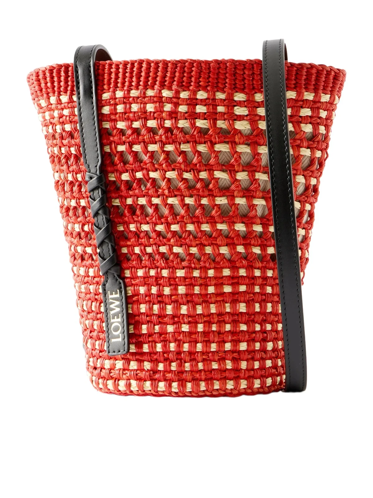 + Paula's Ibiza Braid Leather-trimmed Raffia Shoulder Bag