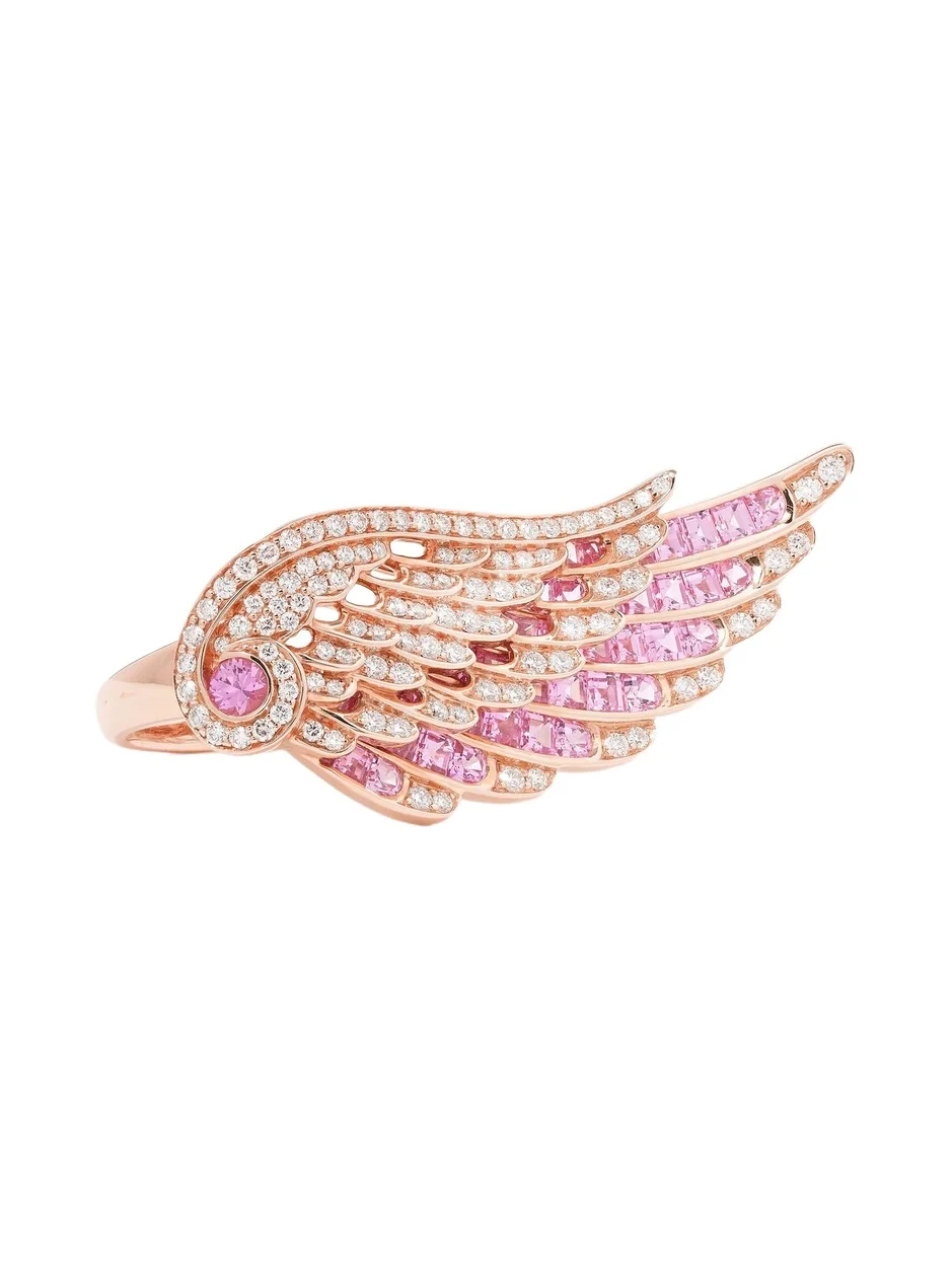 Wings Embrace 18-karat Rose Gold, Sapphire And Diamond Ring - Pink Wings Embrace 18-karat Rose Gold, Sapphire And Diamond Ring - Pink