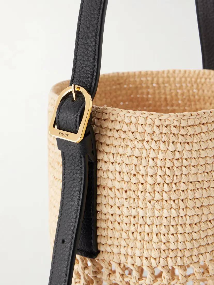 Khaite Billie Small Leather-trimmed Raffia Bucket Bag | Thumbnail 5 Khaite Billie Small Leather-trimmed Raffia Bucket Bag | Thumbnail 5