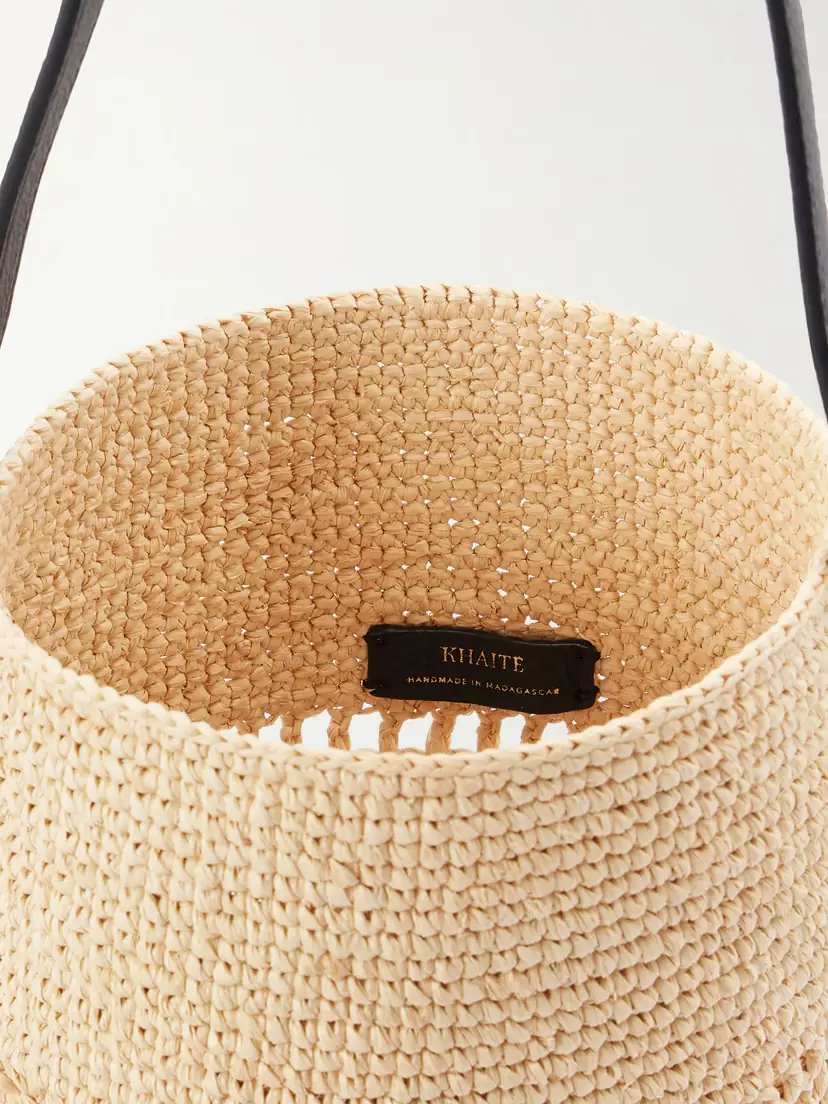 Khaite Billie Small Leather-trimmed Raffia Bucket Bag | Thumbnail 6 Khaite Billie Small Leather-trimmed Raffia Bucket Bag | Thumbnail 6