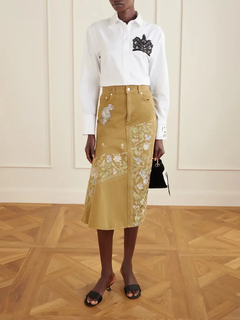 Erdem Embellished Lace-trimmed Organic Cotton-poplin Shirt | Thumbnail 2 Erdem Embellished Lace-trimmed Organic Cotton-poplin Shirt | Thumbnail 2