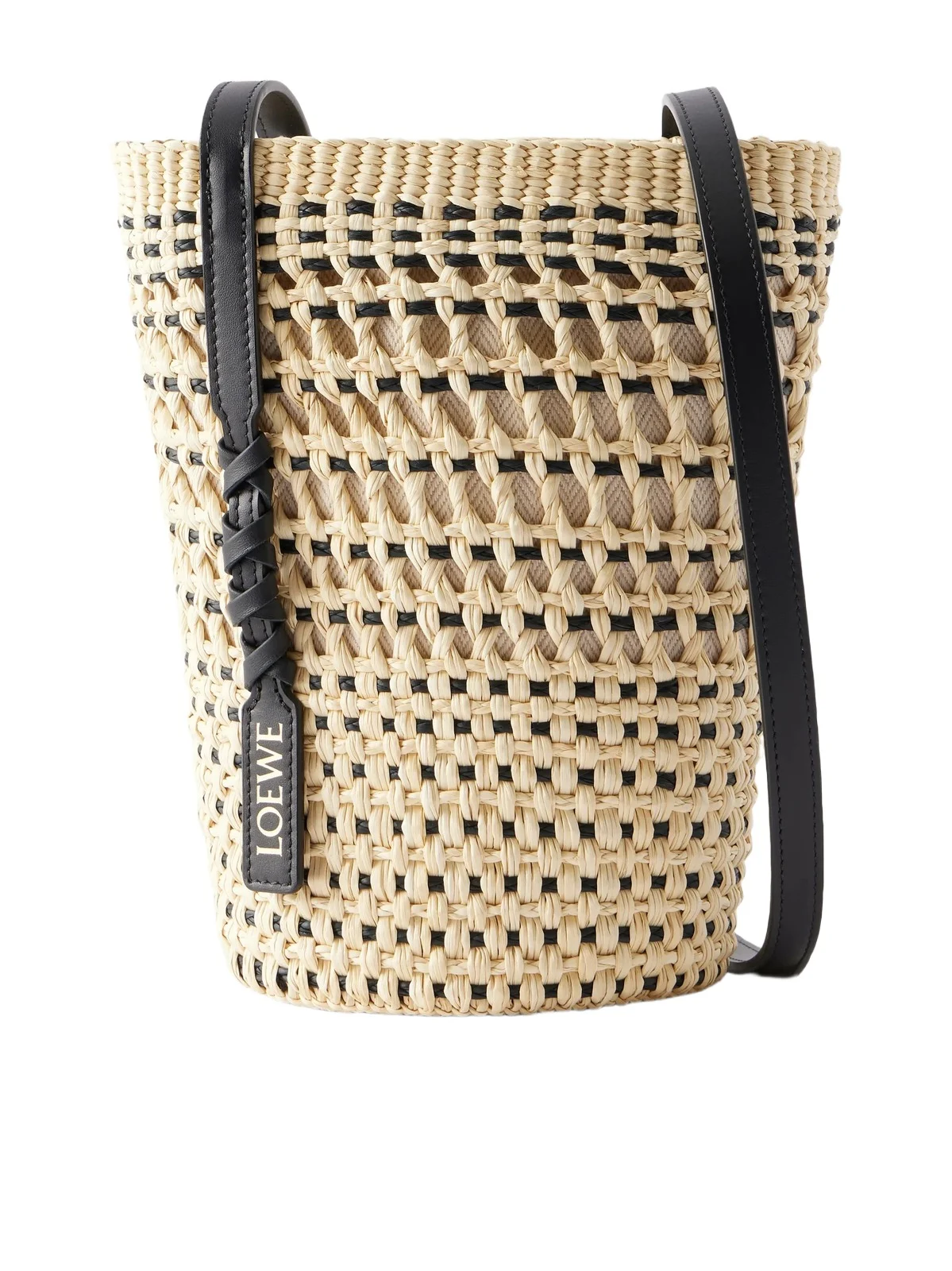 + Paula's Ibiza Braid Leather-trimmed Raffia Shoulder Bag