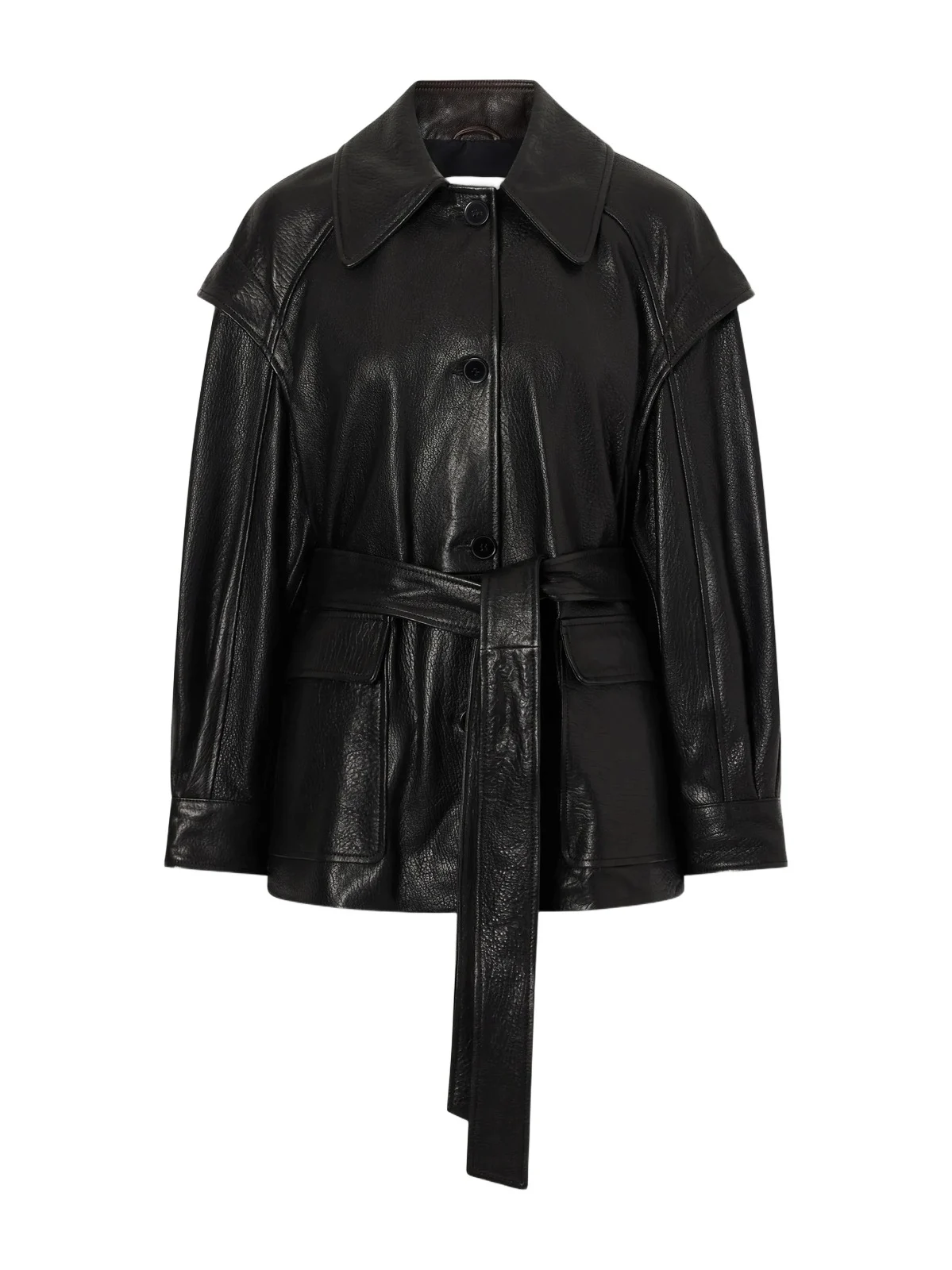 Nour Hammour Perrin Belted Full-grain Jacket