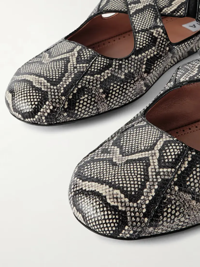 Alaïa Criss Cross Leather-trimmed Snakeskin Ballet Flats | Thumbnail 4 Alaïa Criss Cross Leather-trimmed Snakeskin Ballet Flats | Thumbnail 4