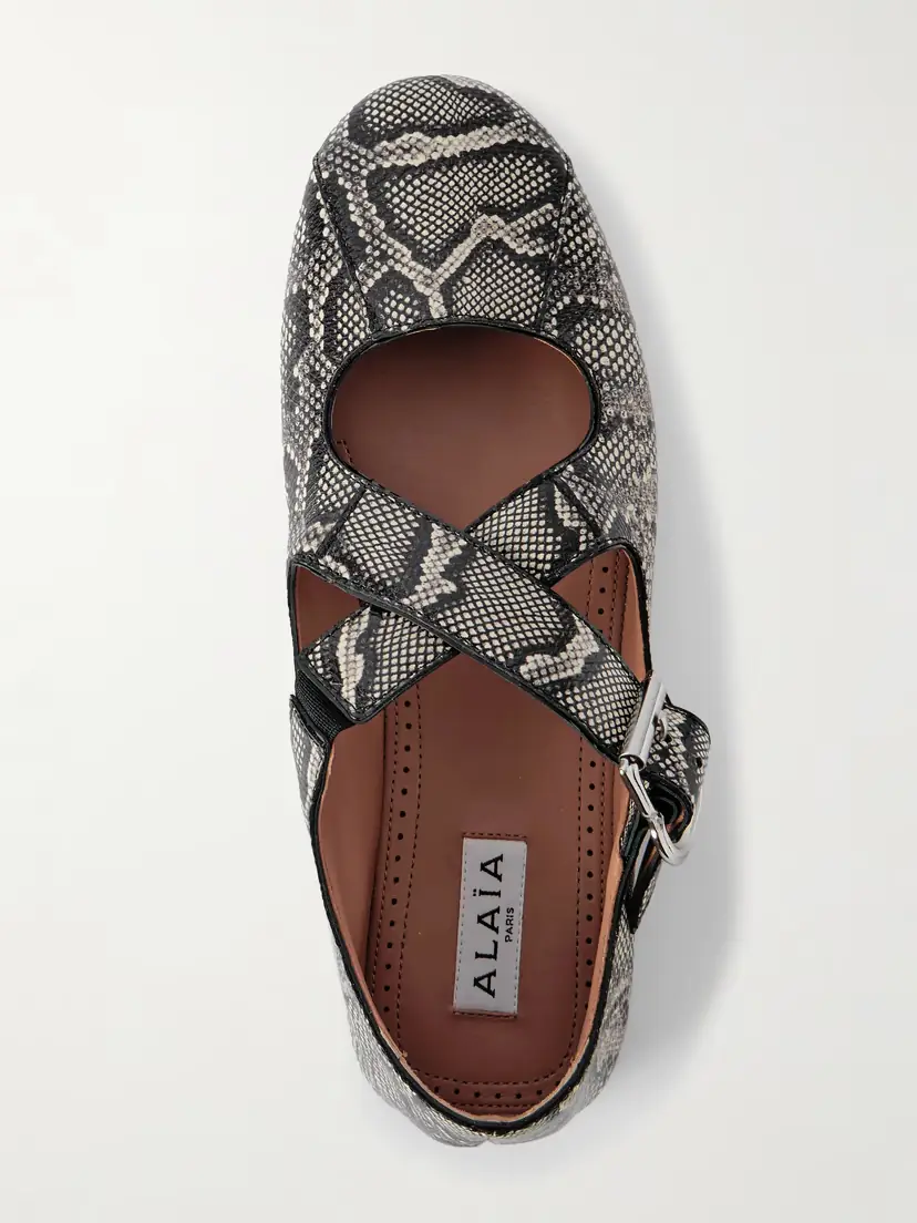Alaïa Criss Cross Leather-trimmed Snakeskin Ballet Flats | Thumbnail 5 Alaïa Criss Cross Leather-trimmed Snakeskin Ballet Flats | Thumbnail 5
