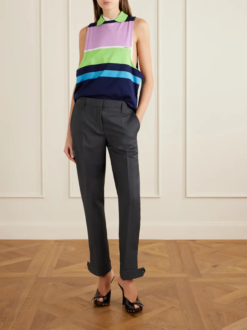 Versace Formal Mohair And Wool-blend Straight-leg Pants | Thumbnail 2