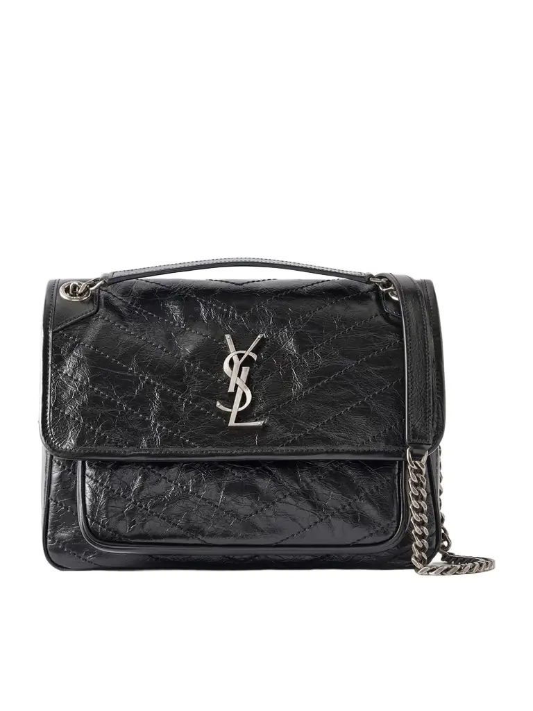 Niki Medium Crinkled Glossed-leather Shoulder Bag Niki Medium Crinkled Glossed-leather Shoulder Bag