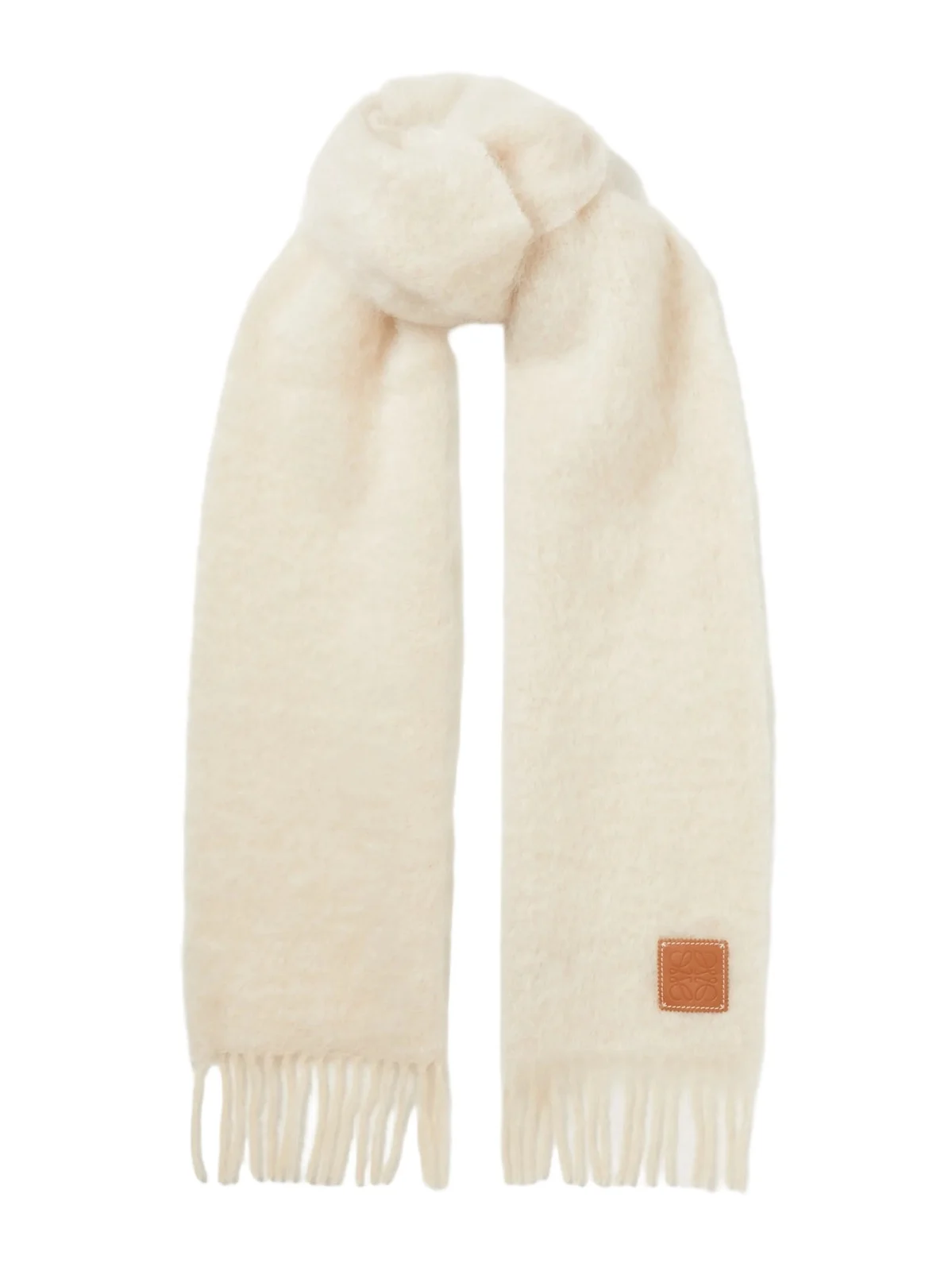 Leather-trimmed Fringed Mohair-blend Scarf Leather-trimmed Fringed Mohair-blend Scarf