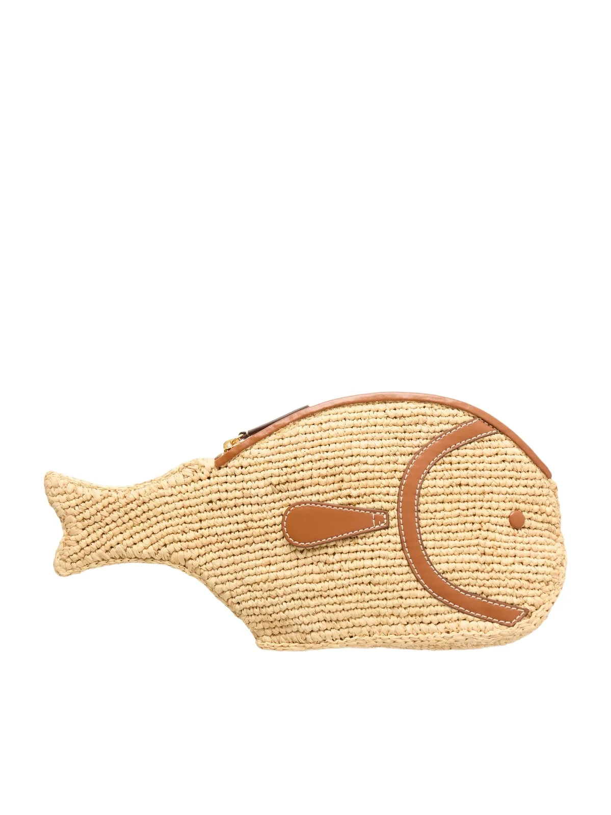 Pesce Leather-trimmed Raffia Clutch Pesce Leather-trimmed Raffia Clutch
