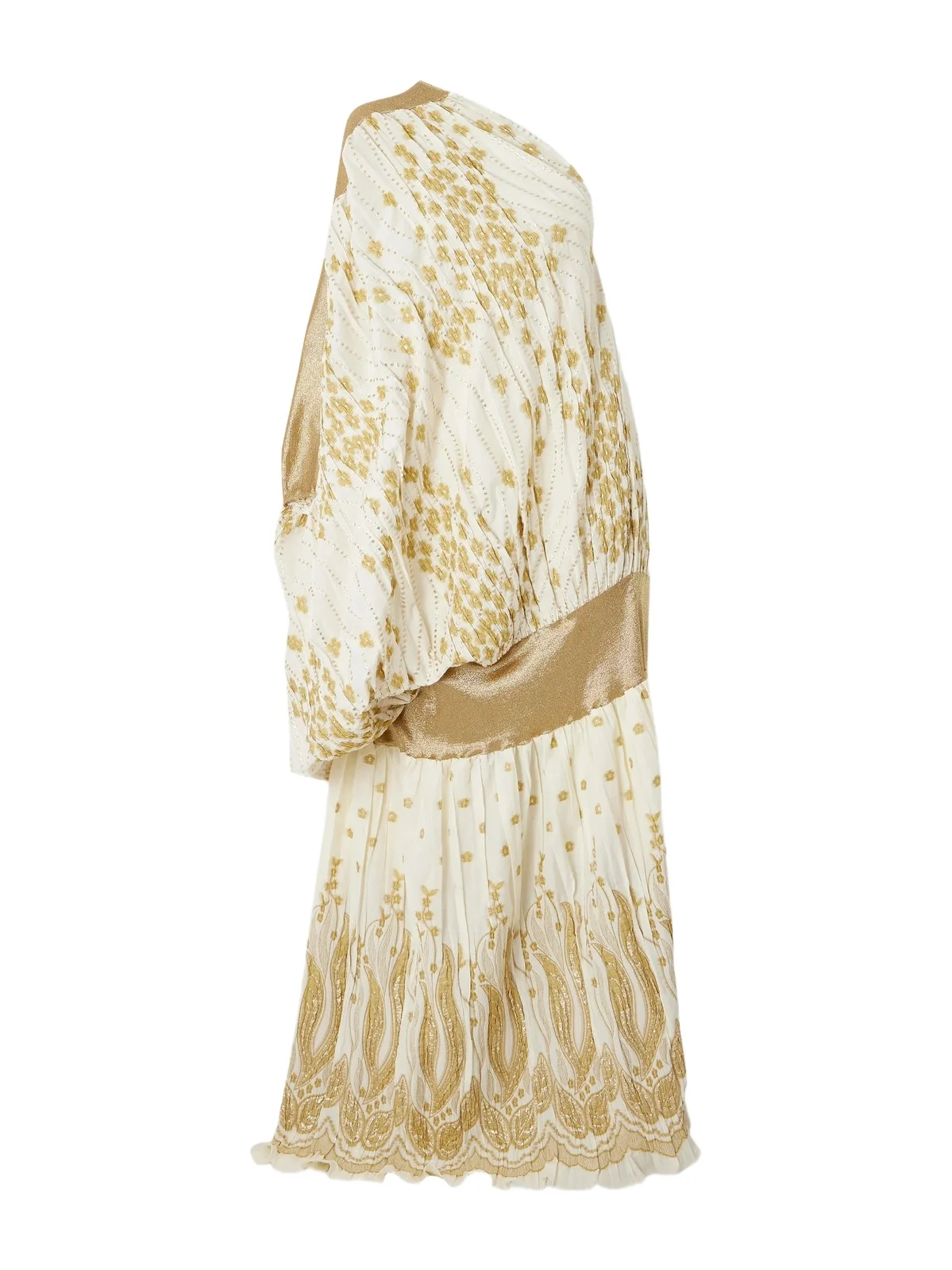 One-shoulder Draped Metallic Fil Coupé Gown One-shoulder Draped Metallic Fil Coupé Gown
