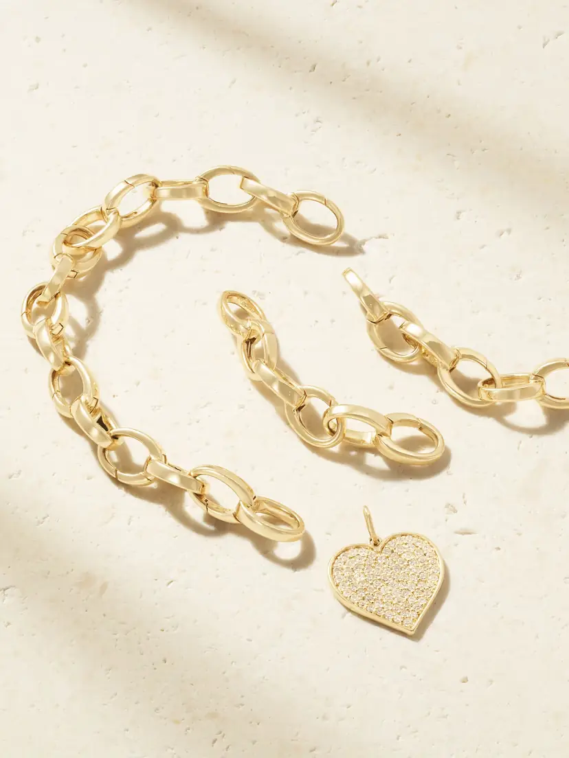 Sydney Evan Heart 14-karat Gold Diamond Bracelet | Thumbnail 3