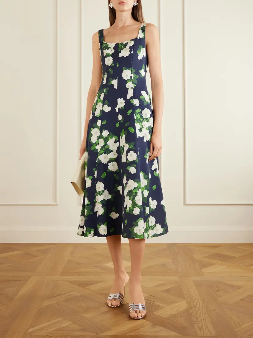 Carolina Herrera Floral-print Faille Midi Dress | Thumbnail 2 Carolina Herrera Floral-print Faille Midi Dress | Thumbnail 2
