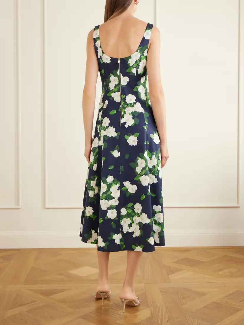Carolina Herrera Floral-print Faille Midi Dress | Thumbnail 3 Carolina Herrera Floral-print Faille Midi Dress | Thumbnail 3