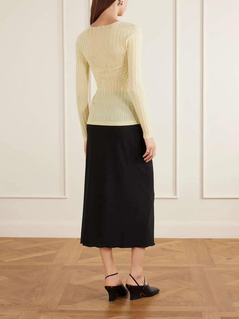 Jil Sander Ribbed Cashmere And Silk-blend Sweater - Pastel | Thumbnail 3 Jil Sander Ribbed Cashmere And Silk-blend Sweater - Pastel | Thumbnail 3