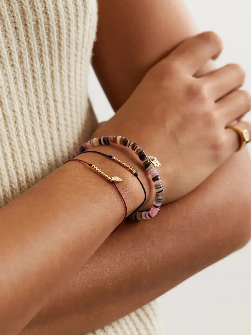 Sydney Evan Hamsa 14-karat Gold, Cord And Diamond Bracelet | Thumbnail 5
