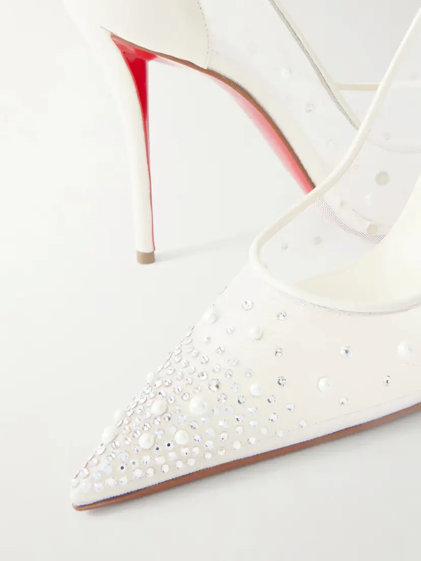 Christian Louboutin Miss Z Degrastrass Perla 100 Embellished Leather-trimmed Mesh Pumps | Thumbnail 5 Christian Louboutin Miss Z Degrastrass Perla 100 Embellished Leather-trimmed Mesh Pumps | Thumbnail 5