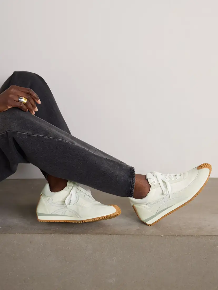 Loewe Flow Logo-appliquéd Shell, Leather And Suede Sneakers - White | Thumbnail 2 Loewe Flow Logo-appliquéd Shell, Leather And Suede Sneakers - White | Thumbnail 2