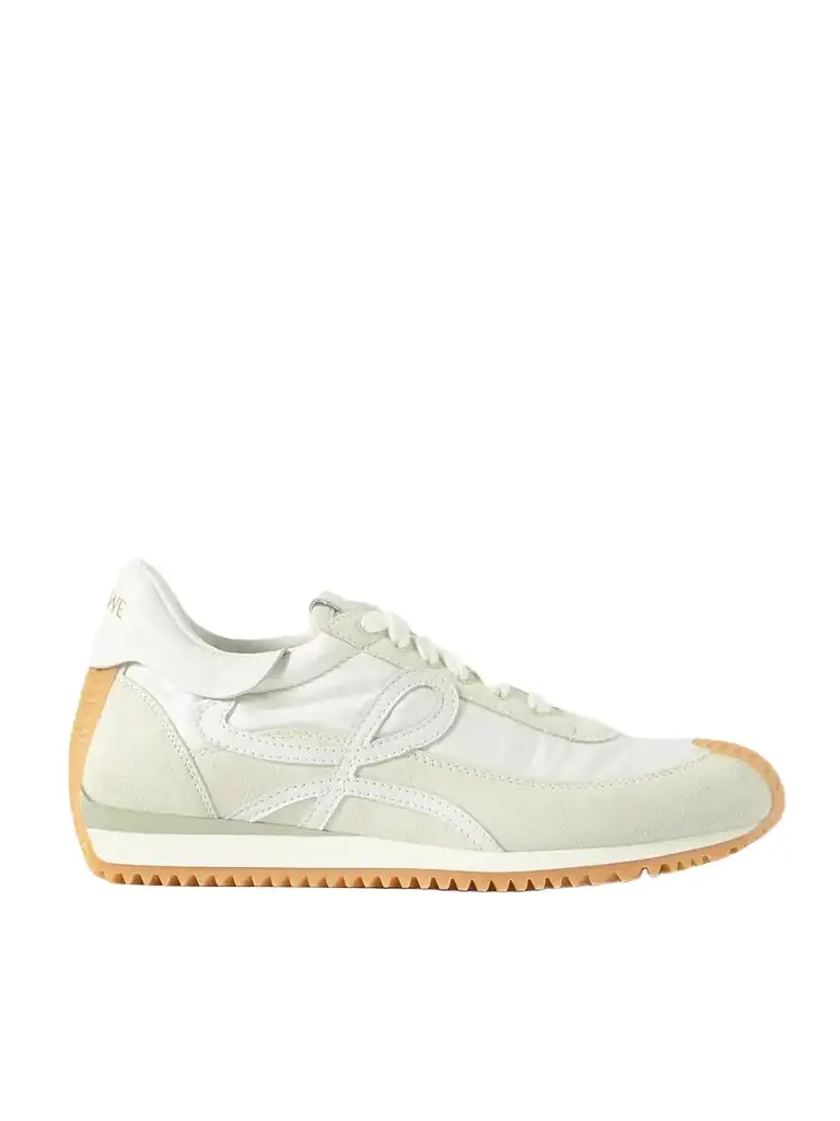 Flow Logo-appliquéd Shell, Leather And Suede Sneakers - White Flow Logo-appliquéd Shell, Leather And Suede Sneakers - White