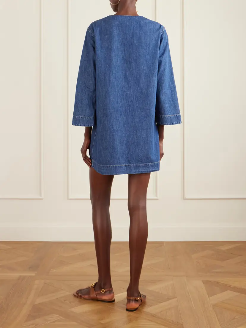 Valentino Garavani Vlogo Embellished Denim Mini Dress | Thumbnail 3 Valentino Garavani Vlogo Embellished Denim Mini Dress | Thumbnail 3