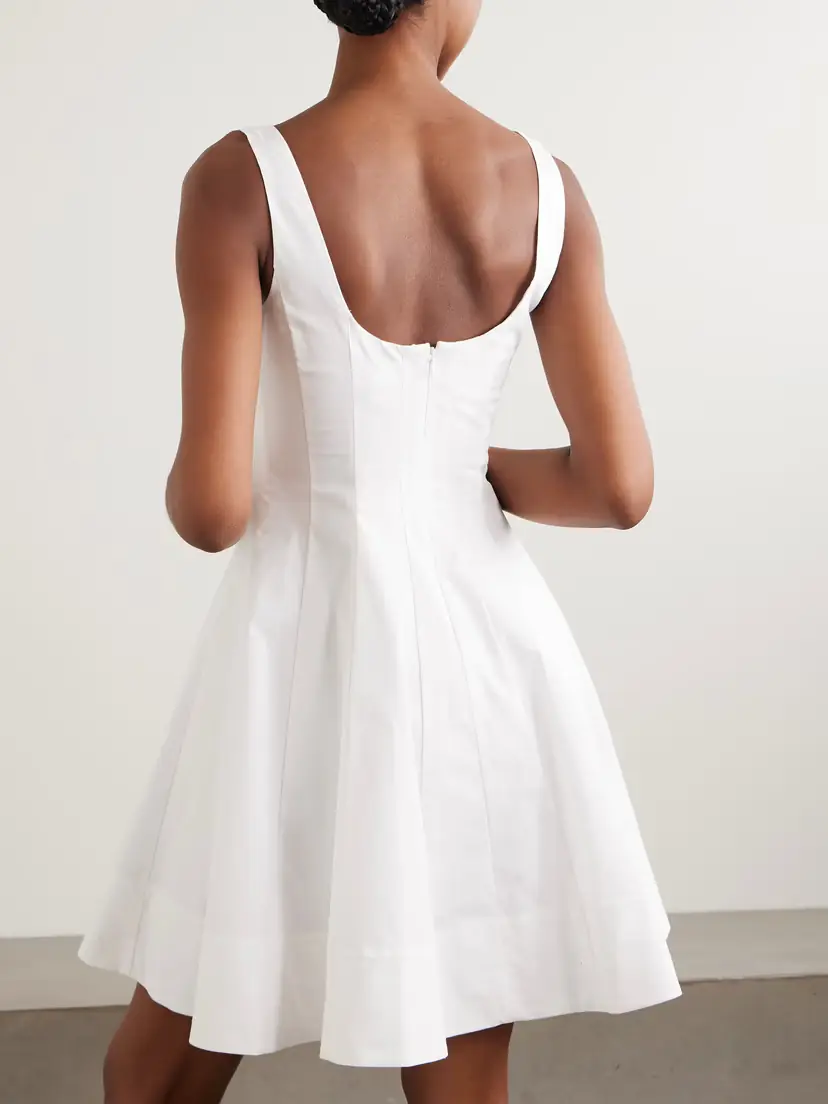 Staud Wells Pleated Cotton-blend Poplin Mini Dress | Thumbnail 3