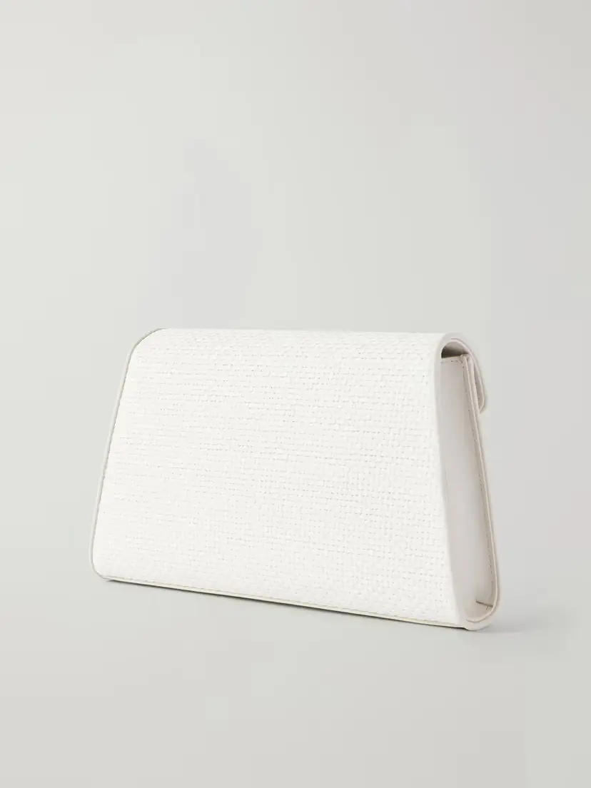 Savette Symmetry Leather-trimmed Woven Raffia Shoulder Bag | Thumbnail 3 Savette Symmetry Leather-trimmed Woven Raffia Shoulder Bag | Thumbnail 3
