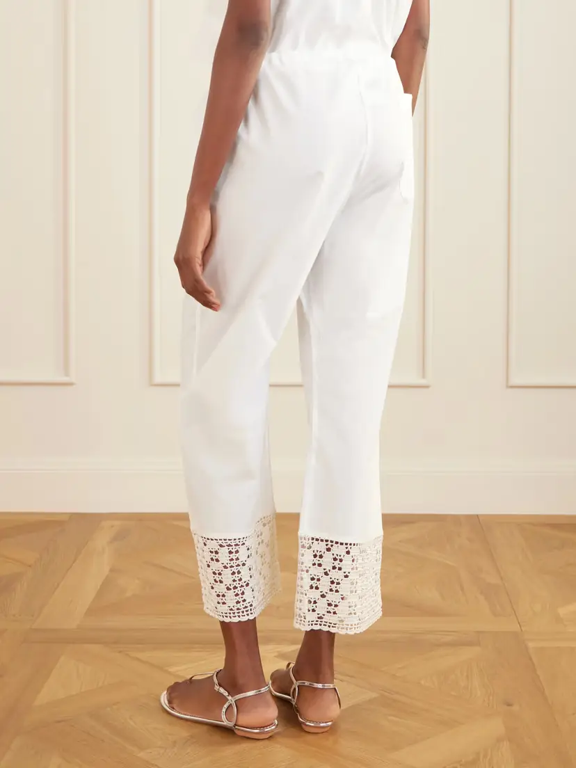 Calle Del Mar Heriloom Lace-trimmed Cotton-poplin Wide-leg Pants | Thumbnail 3 Calle Del Mar Heriloom Lace-trimmed Cotton-poplin Wide-leg Pants | Thumbnail 3