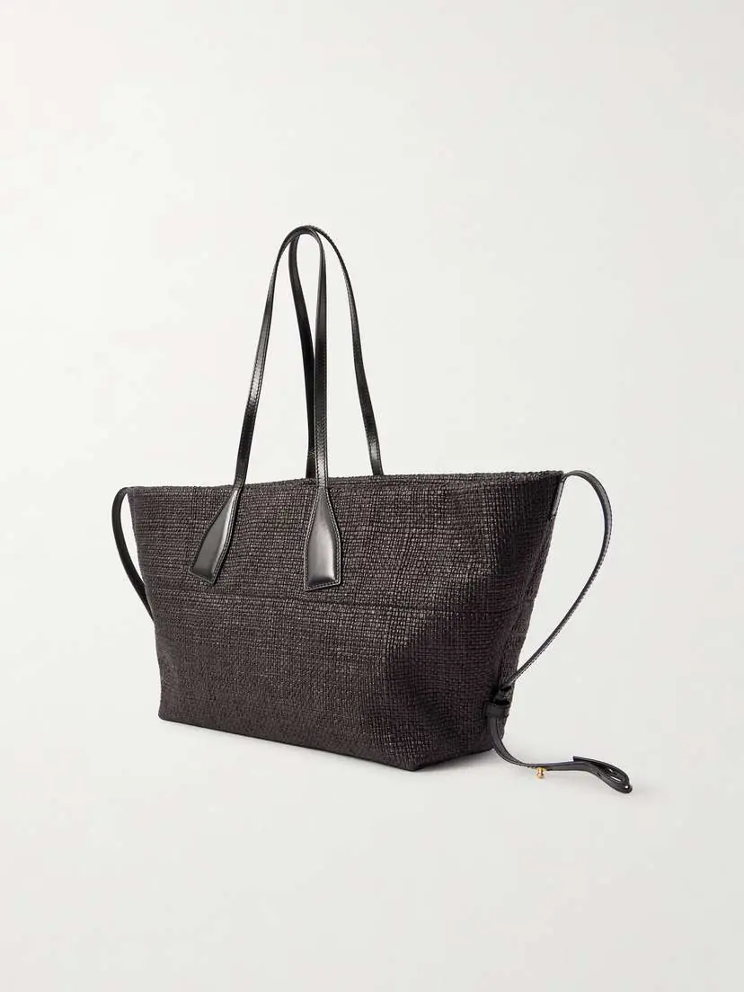 Balmain Track Leather-trimmed Raffia Tote | Thumbnail 4 Balmain Track Leather-trimmed Raffia Tote | Thumbnail 4