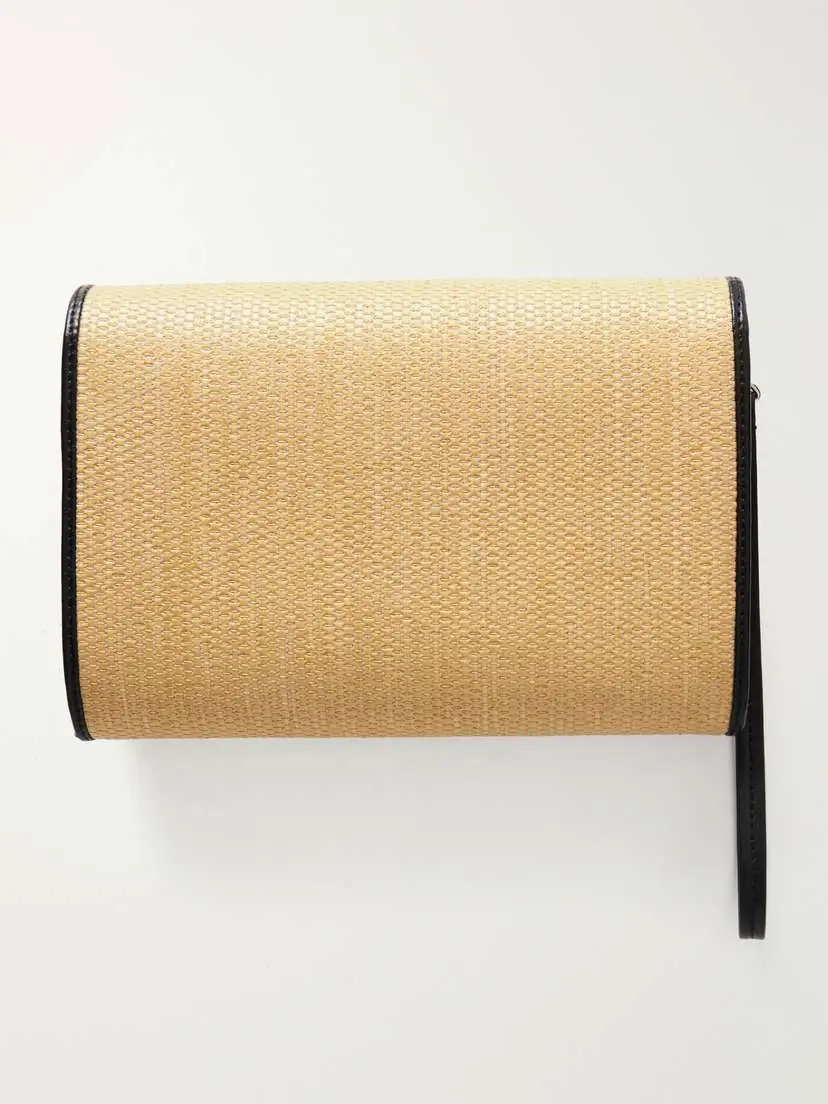 TOTEME Travel Leather-trimmed Raffia Clutch | Thumbnail 4