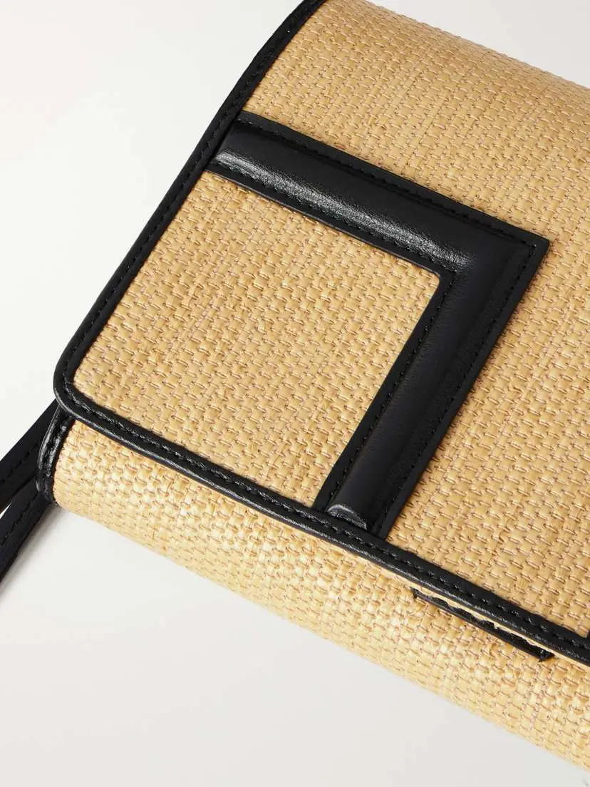 TOTEME Travel Leather-trimmed Raffia Clutch | Thumbnail 5
