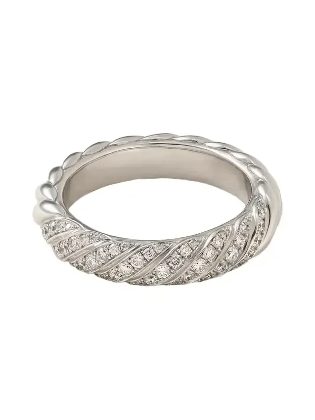 Sculpted Cable 18-karat White Gold Diamond Ring