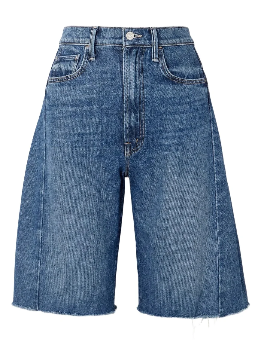 The Half Pipe Bermuda Fray Denim Shorts