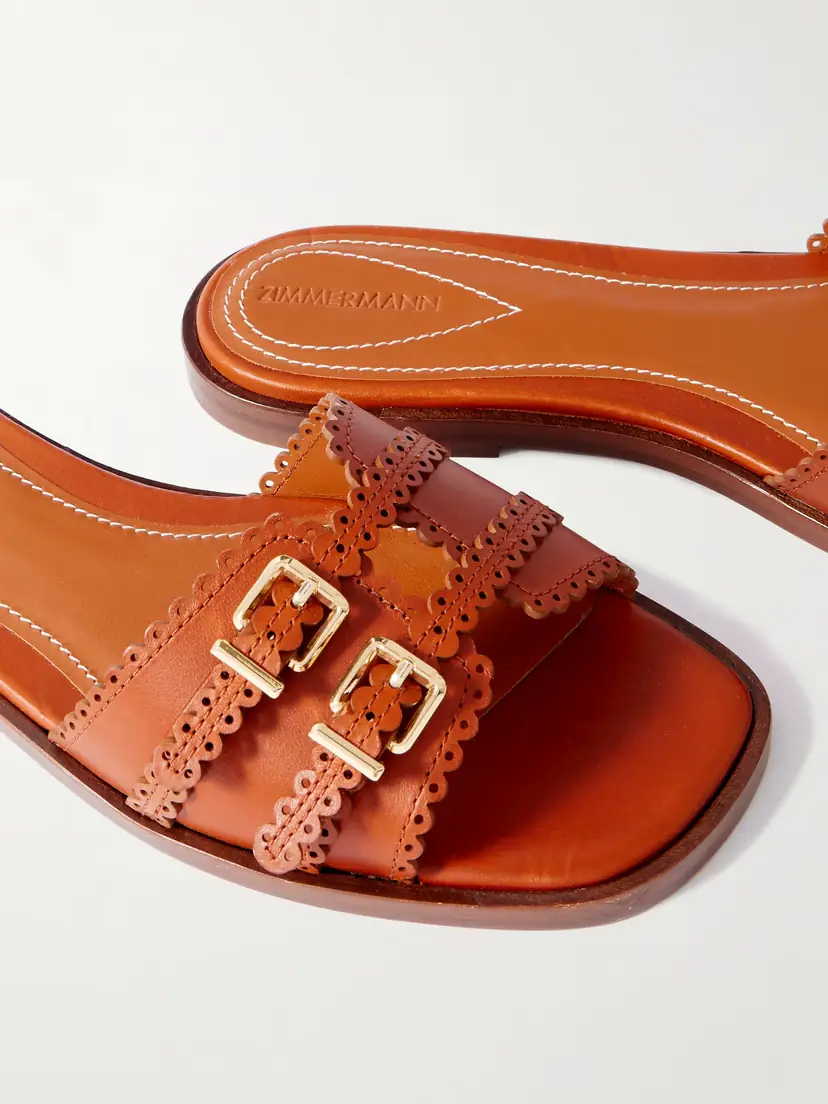 Zimmermann Goldie Buckled Leather Slides | Thumbnail 4 Zimmermann Goldie Buckled Leather Slides | Thumbnail 4