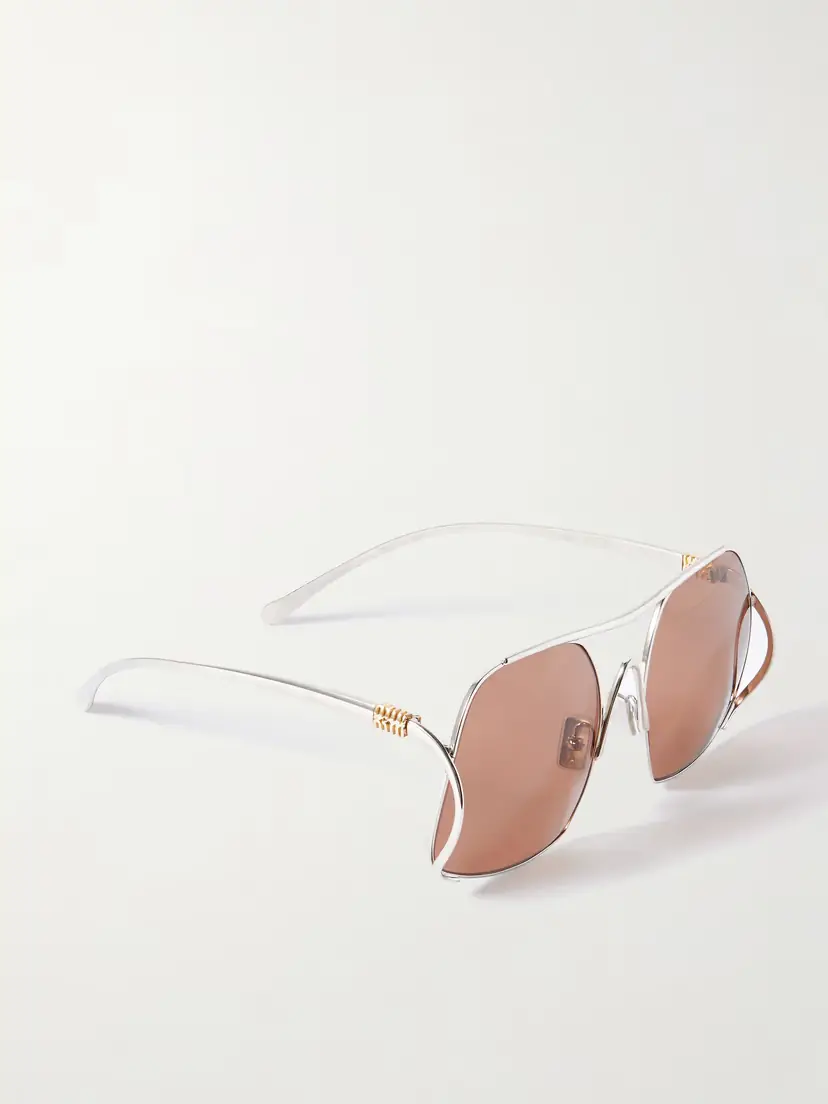 Miu Miu Eyewear Square-frame Silver-tone Sunglasses | Thumbnail 3 Miu Miu Eyewear Square-frame Silver-tone Sunglasses | Thumbnail 3