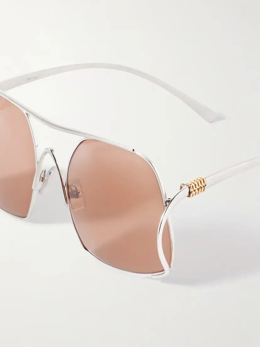 Miu Miu Eyewear Square-frame Silver-tone Sunglasses | Thumbnail 4 Miu Miu Eyewear Square-frame Silver-tone Sunglasses | Thumbnail 4