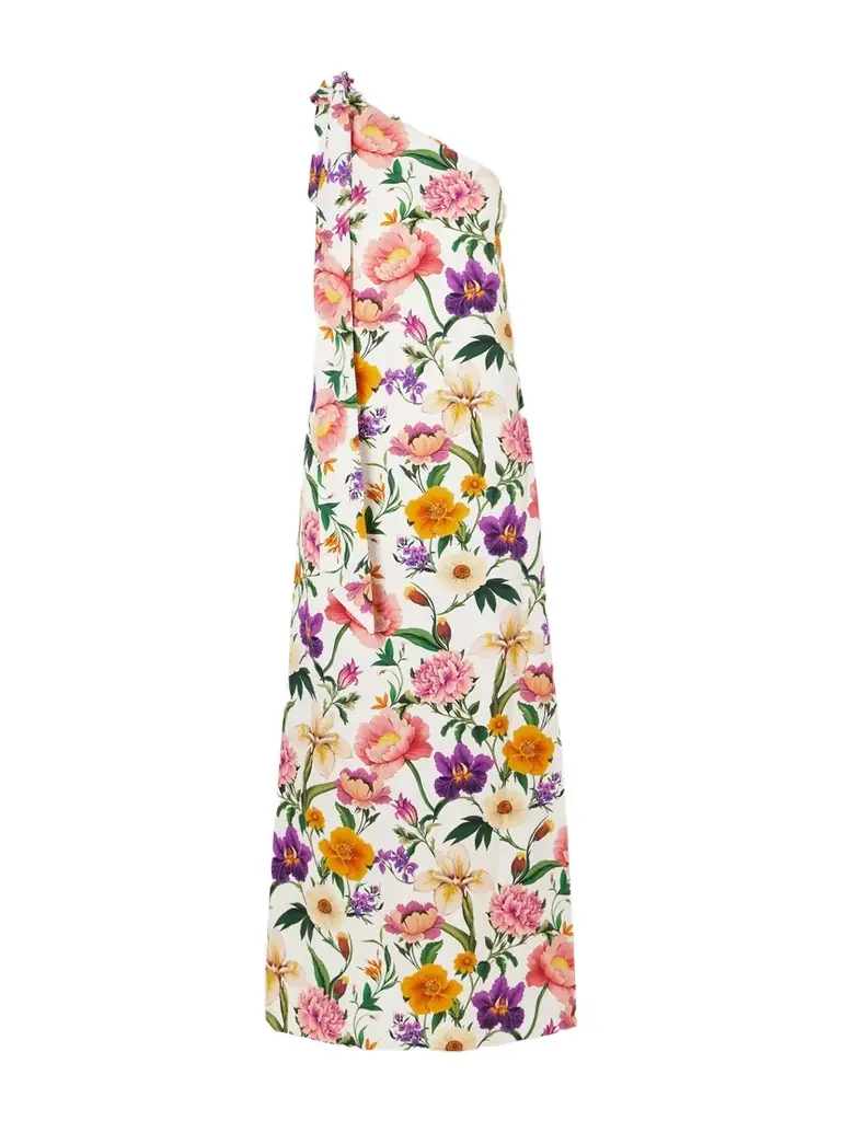 Borgo de Nor Lani One-shoulder Tie-detailed Floral-print Satin-crepe Maxi Dress | Image 1 Borgo de Nor Lani One-shoulder Tie-detailed Floral-print Satin-crepe Maxi Dress | Image 1