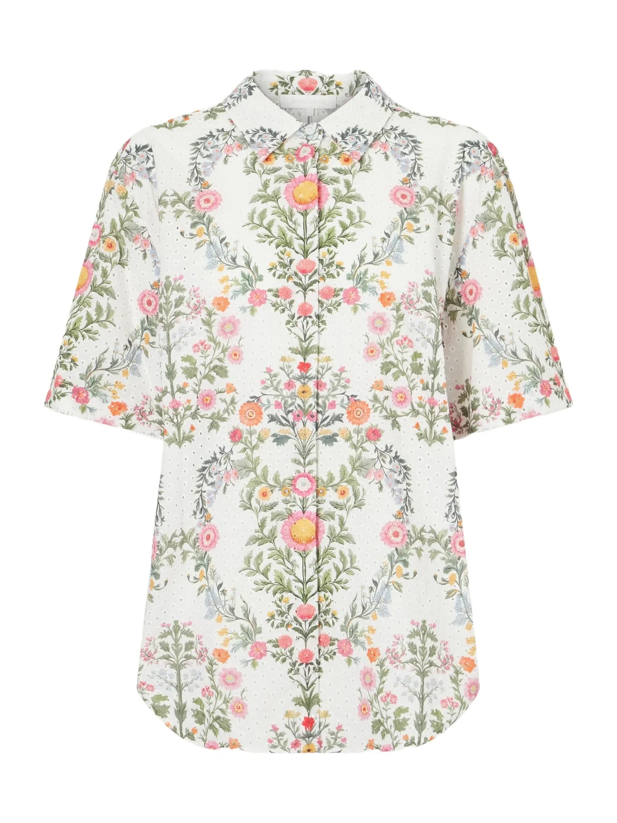 Akari Printed Broderie Anglaise Cotton Shirt